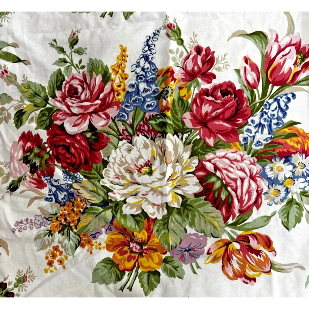 Ralph Lauren Melissa Floral King Size Flat Sheet Cottage Chic Farmhouse Estate